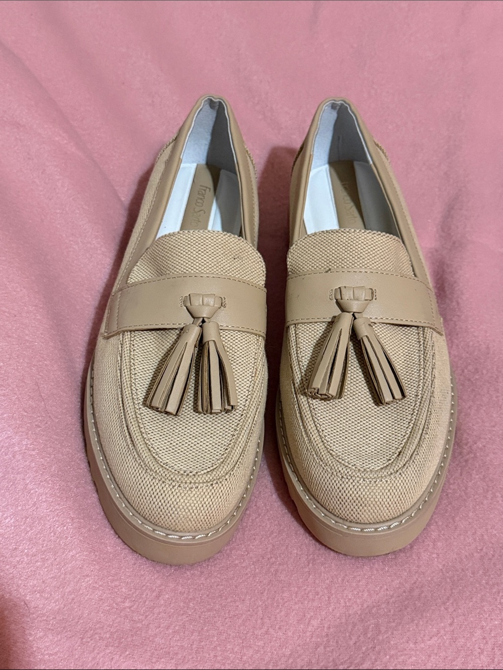 Women's Franco Sarto Tassel Loafers in Beige - Classic Casual Slip-On